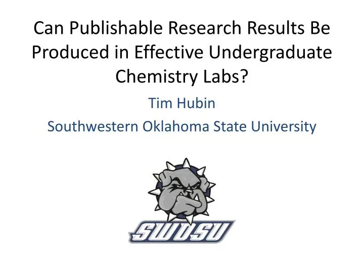 can publishable research results be produced in effective undergraduate chemistry labs