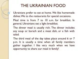 THE UKRAINIAN FOOD