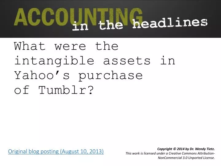what were the intangible assets in yahoo s purchase of tumblr