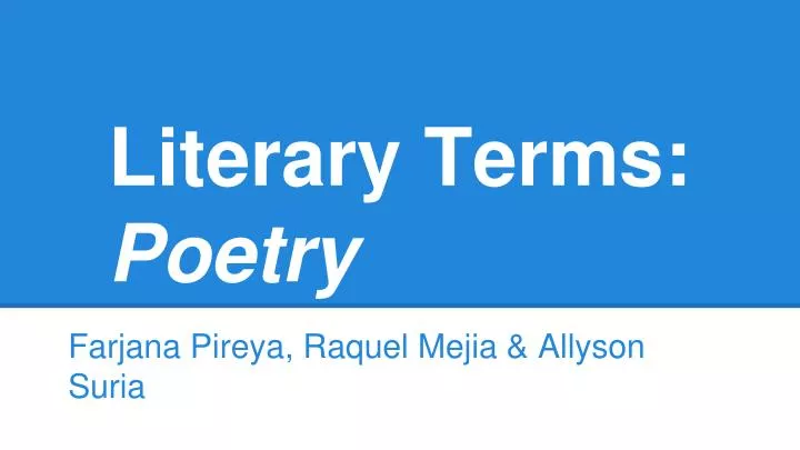 literary terms poetry