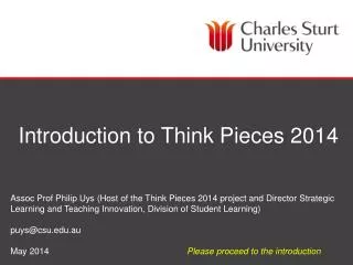 Introduction to Think Pieces 2014