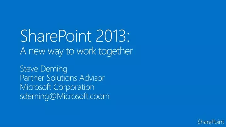 sharepoint 2013 a new way to work together