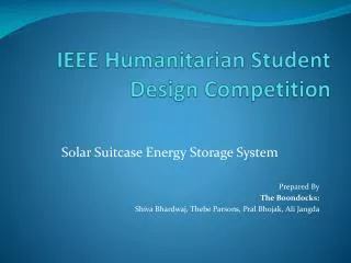 IEEE Humanitarian Student Design Competition