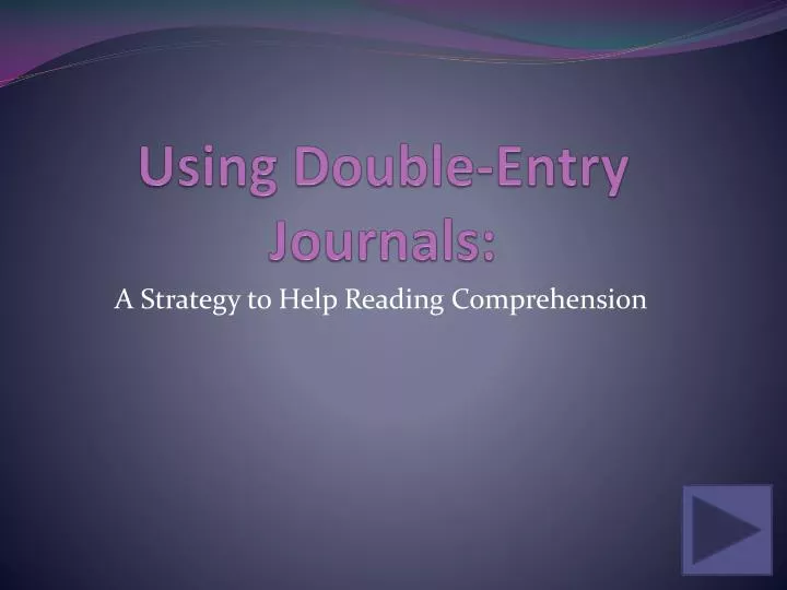 using double entry journals