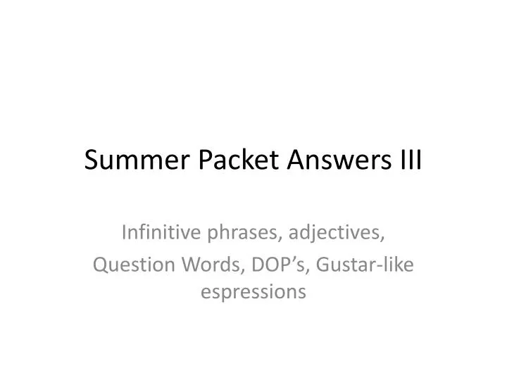 summer packet answers iii
