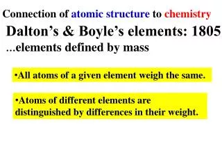 Connection of atomic structure to chemistry