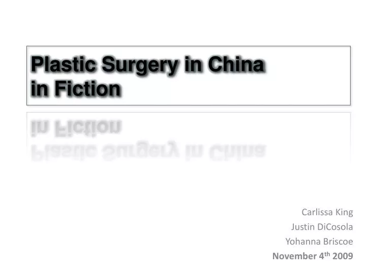 plastic surgery in china in fiction