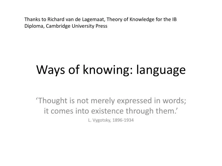 ways of knowing language