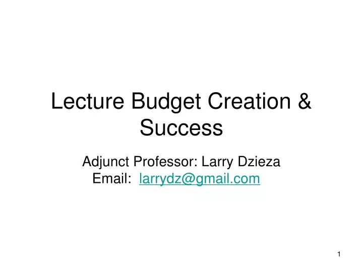 lecture budget creation success