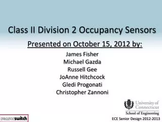 Class II Division 2 Occupancy Sensors