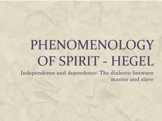 phenomenology of Spirit - hegel