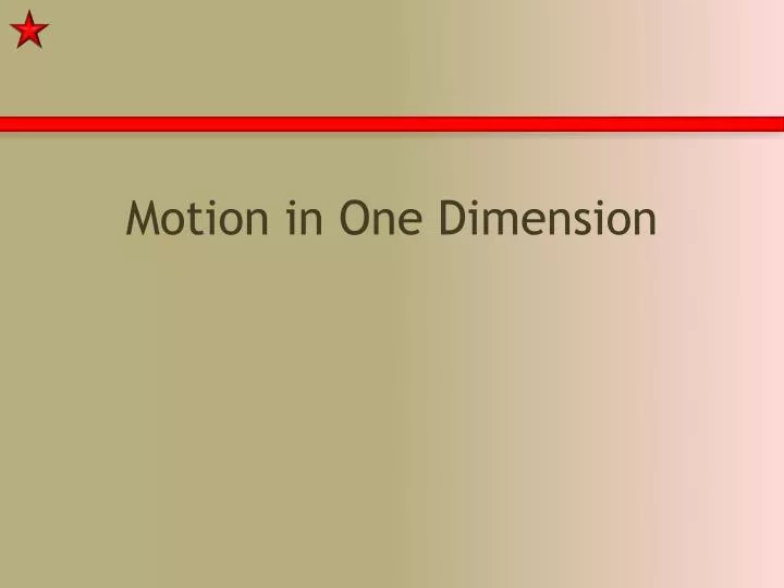 motion in one dimension