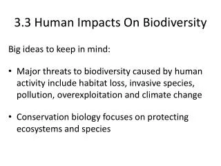 3.3 Human Impacts On Biodiversity