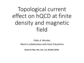 Topological c urrent effect on hQCD at finite density and magnetic field