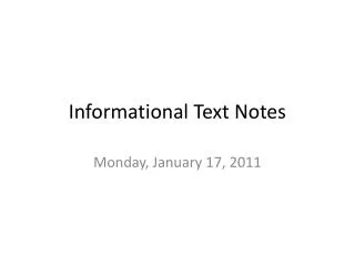 Informational Text Notes