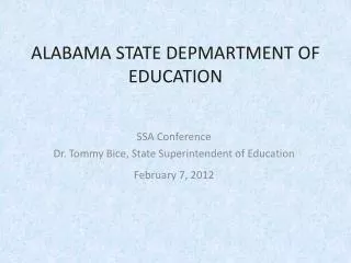 ALABAMA STATE DEPMARTMENT OF EDUCATION