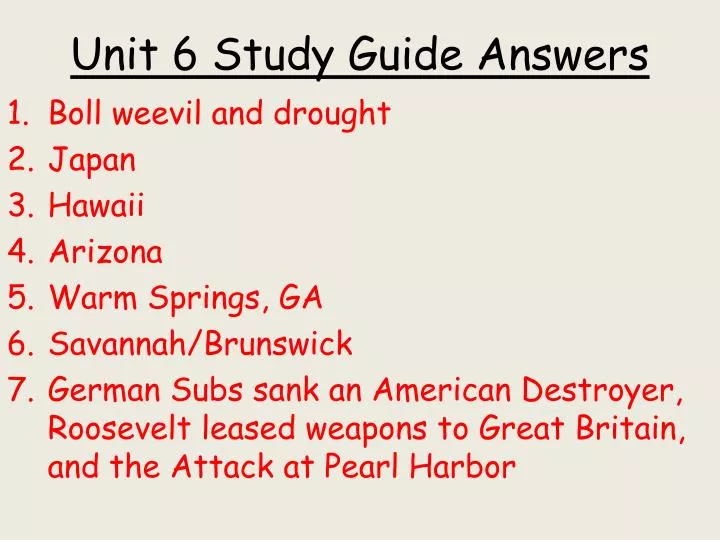 unit 6 study guide answers