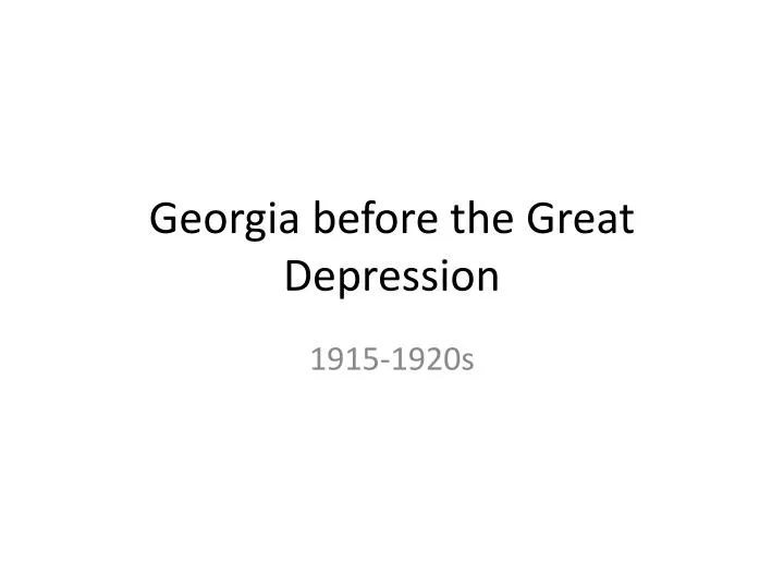 georgia before the great depression