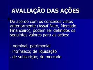avalia o das a es