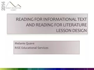 Reading for informational text and reading for literature lesson design