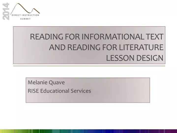 reading for informational text and reading for literature lesson design