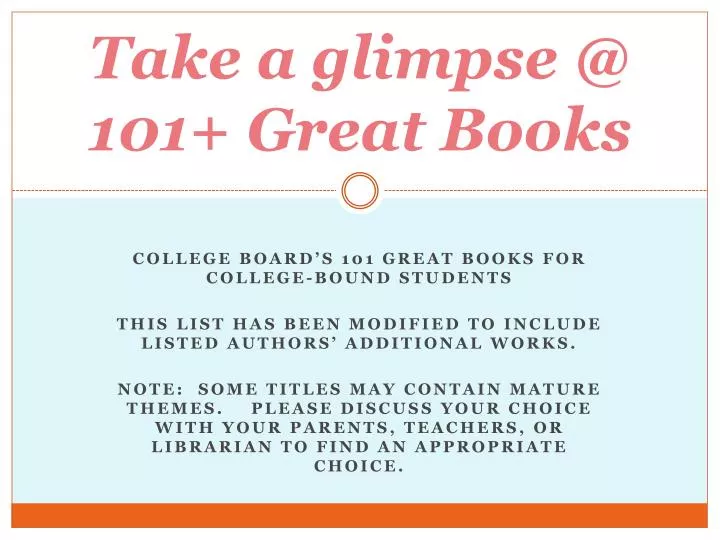 take a glimpse @ 101 great books
