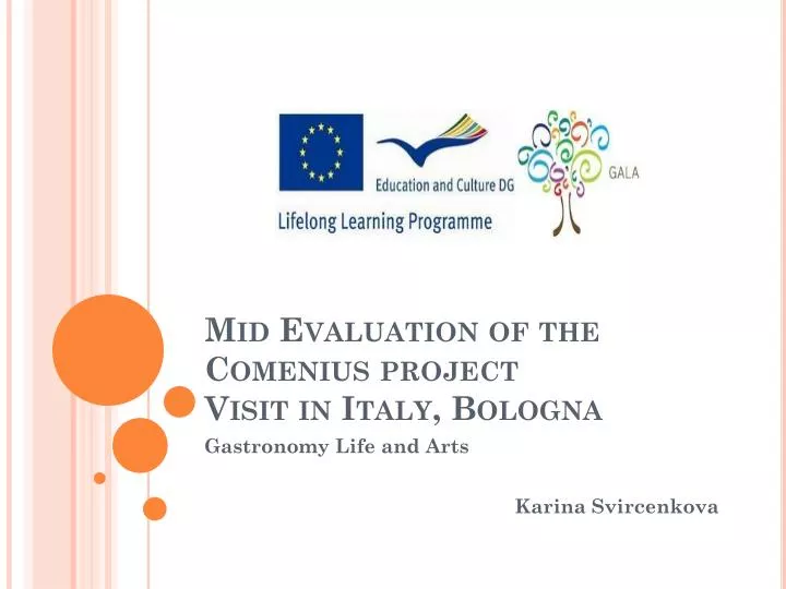 mid evaluation of the comenius project visit in italy bologna