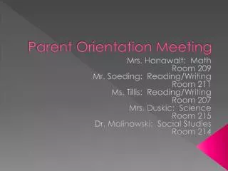 Parent Orientation Meeting
