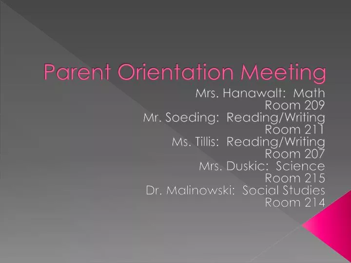 parent orientation meeting