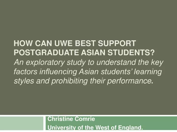 christine comrie university of the west of england