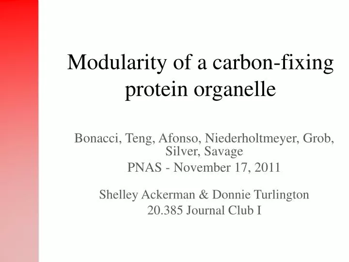 modularity of a carbon fixing protein organelle