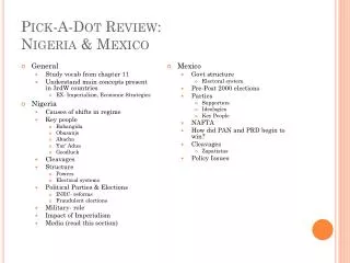 Pick-A-Dot Review: Nigeria &amp; Mexico