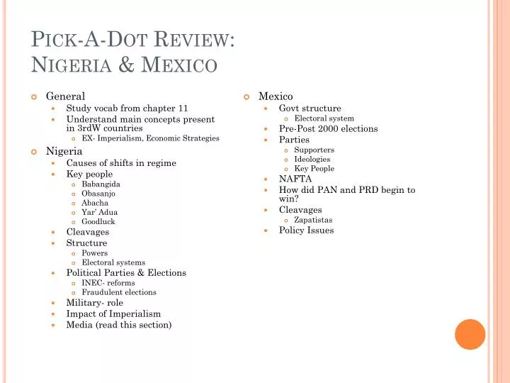 pick a dot review nigeria mexico