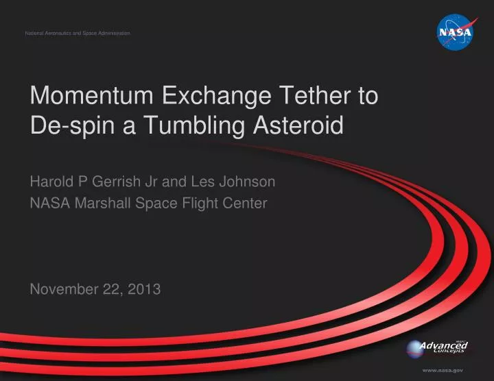 momentum exchange tether to de spin a tumbling asteroid