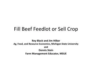 Fill Beef Feedlot or Sell Crop