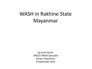 IDPs in Rakhine State, Myanmar