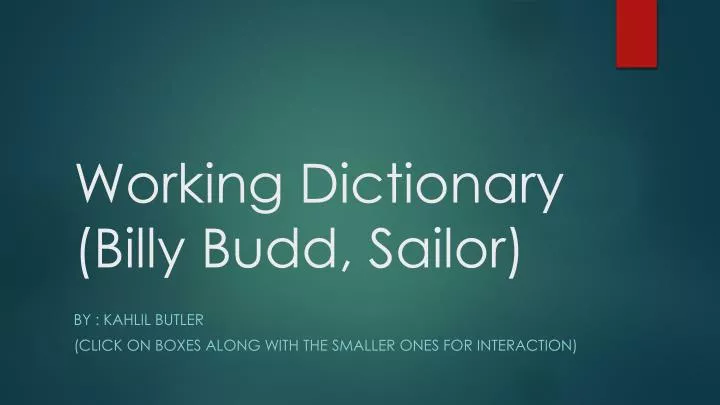 working dictionary billy budd sailor