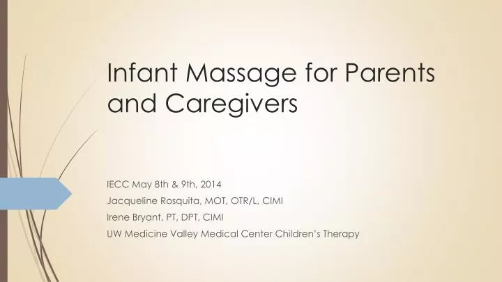 infant massage for parents and caregivers