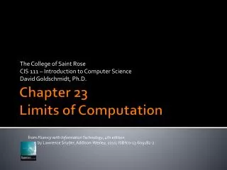 Chapter 23 Limits of Computation