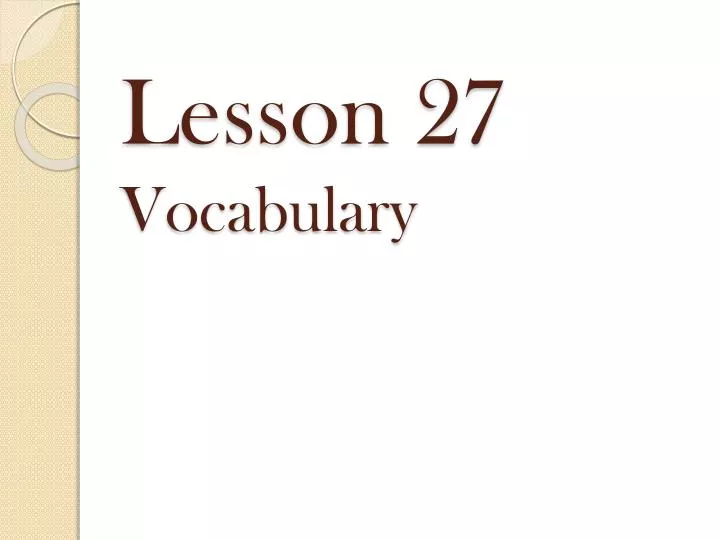 lesson 27 vocabulary