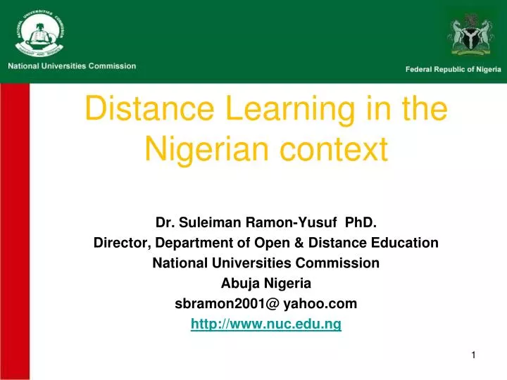 distance learning in the nigerian context