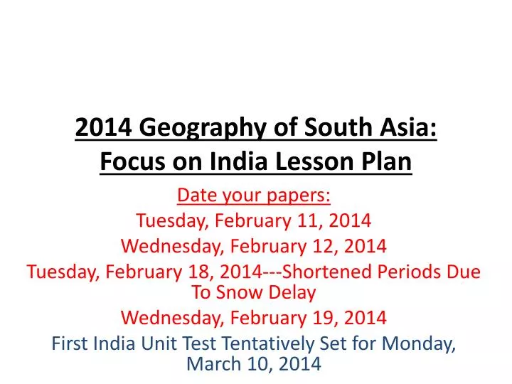 2014 geography of south asia focus on india lesson plan