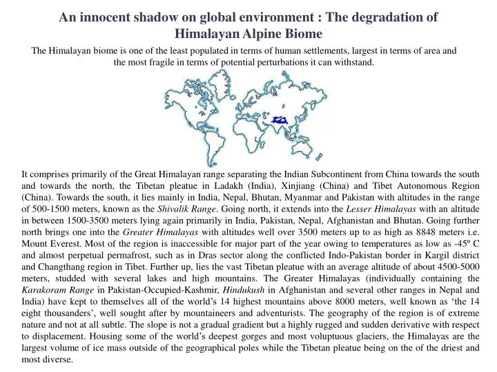 an innocent shadow on global environment the degradation of himalayan alpine b iome