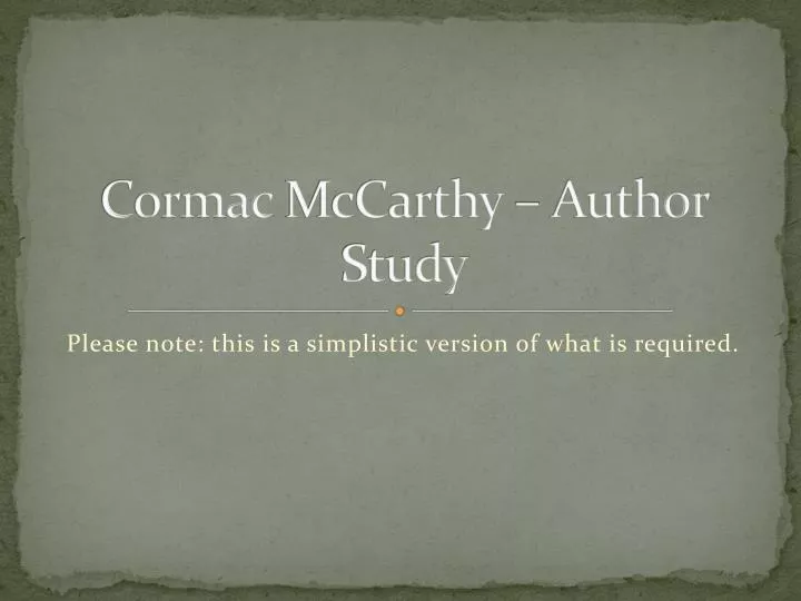 cormac mccarthy author study