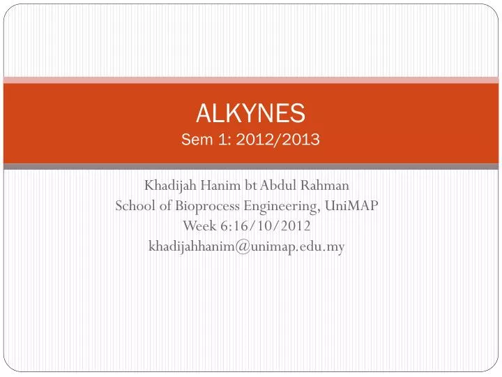 alkynes sem 1 2012 2013