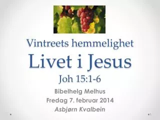 vintreets hemmelighet livet i jesus joh 15 1 6