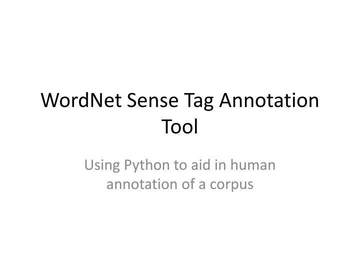 wordnet sense tag annotation tool