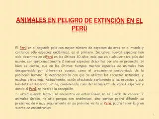 animales en peligro de extinci n en el per