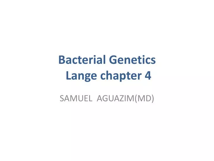 bacterial genetics lange chapter 4