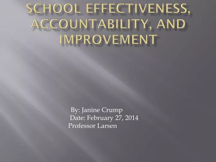 school effectiveness accountability and improvement